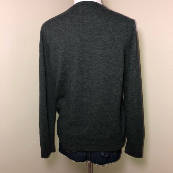 Everlane 100% Soft Wool V-Neck Sweater,Sz-XL,Color-Heathered Olive Grn/Black - Picture 7 of 11